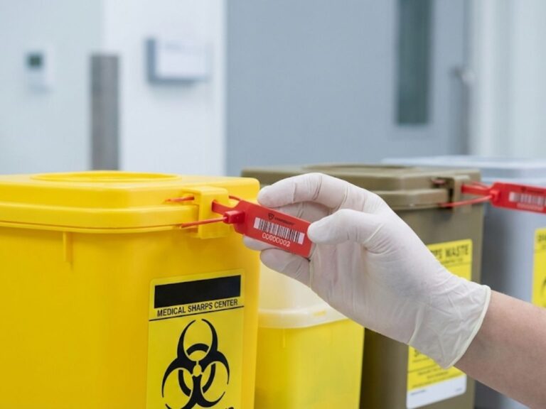 tıbbi atık kapları ve sharps kutularında mühürleme nedir?